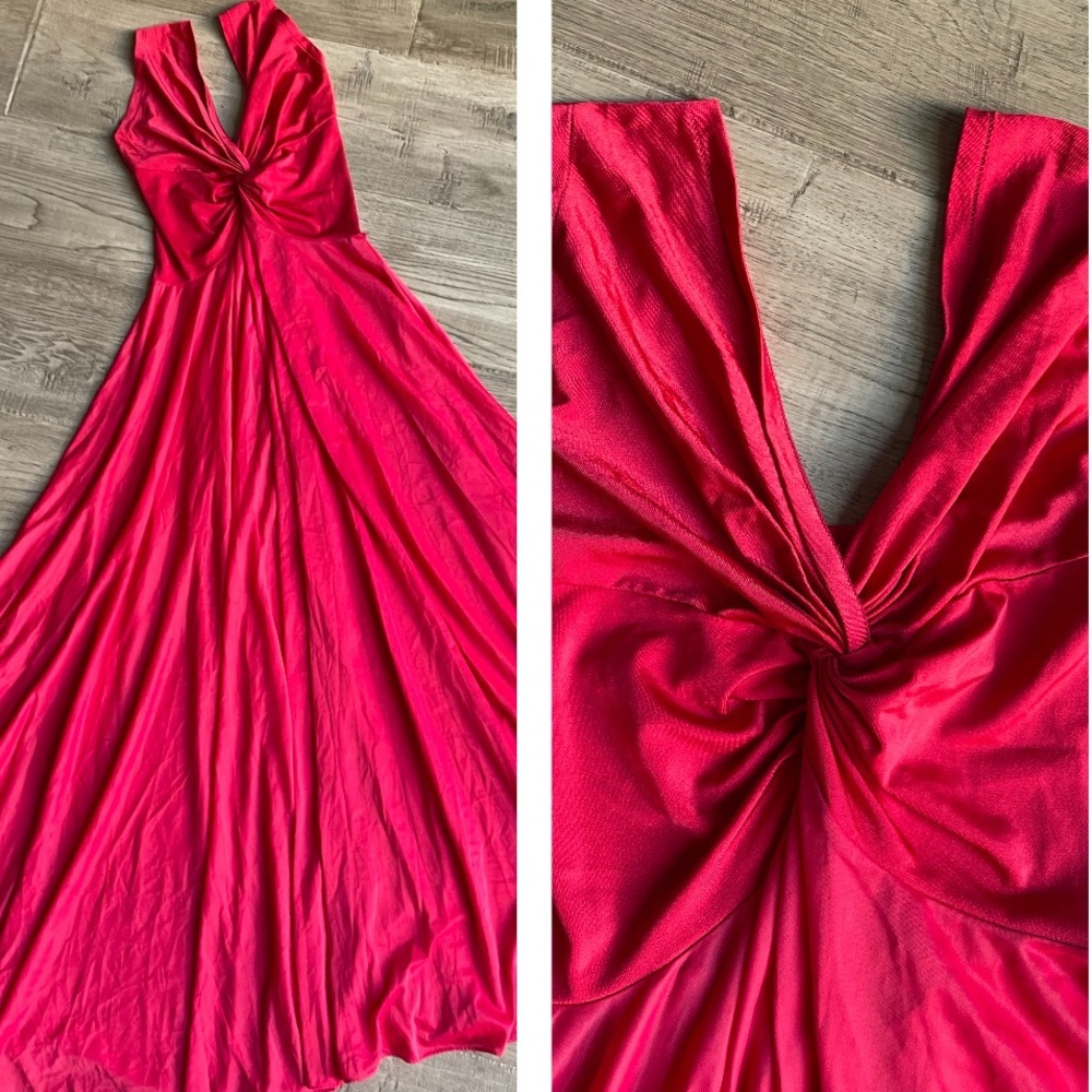 Vintage Olga Body Silk Stretch Appeal Nightgown In Vibrant Pink Full Skirt SZ S